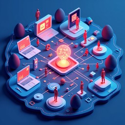 Free Connected Digital Ecosystem Image - Isometric, Social, Digital ...