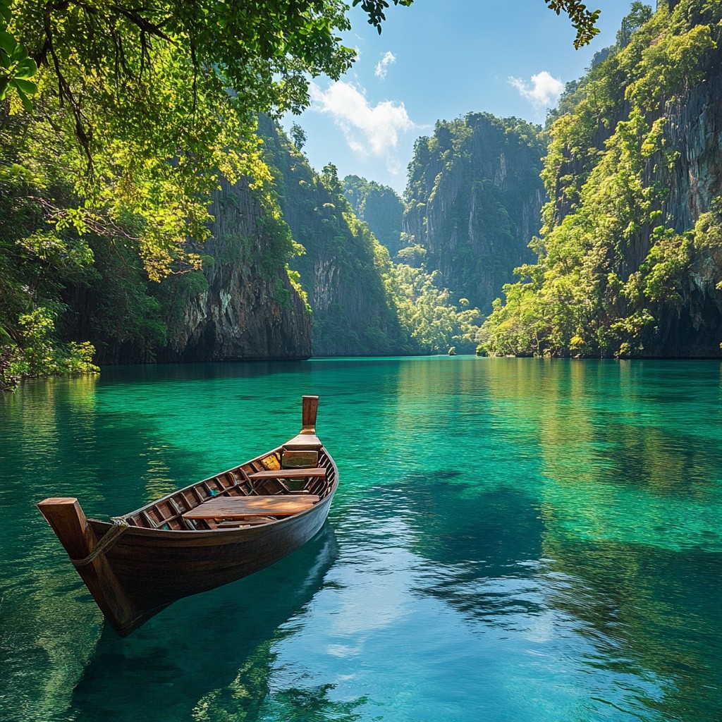 Free Serene Lake Escape Image - Lake, Boat, Cliffs | Download at StockCake
