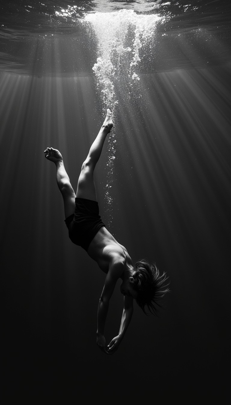 Free Descending Into Depths Image - Underwater, Monochrome, Bubbles ...