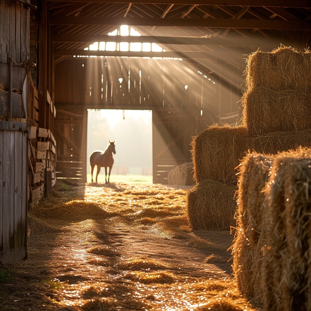 Free Sunlit Stable Scene Image - Horse, Barn, Sunlight | Download at ...