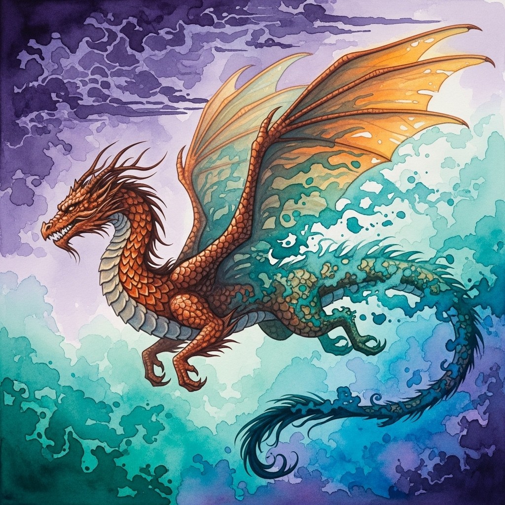 Free Ethereal Dragon Transformation Image - Dragon, Watercolor, Fantasy ...