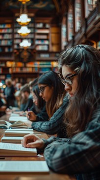 Free Studious Library Ambiance Image - Library, Students, Studying ...