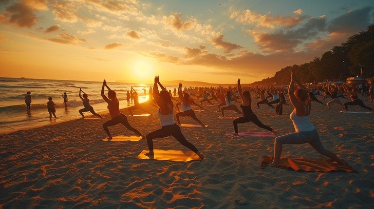 Free Beach Yoga Sunset Image | Download at StockCake