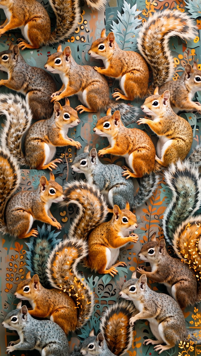 Free Squirrel Pattern Textile Image - Squirrels, Woodland, Textile ...