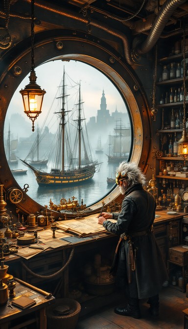 Create Clockwork Ship Design Free Steampunk Aviation Workshop Image - Steampunk, Inventor, Workshop ...