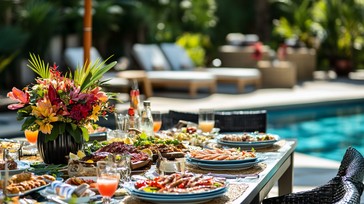 Free Luxurious Poolside Feast Image - Luxury, Poolside, Brunch ...