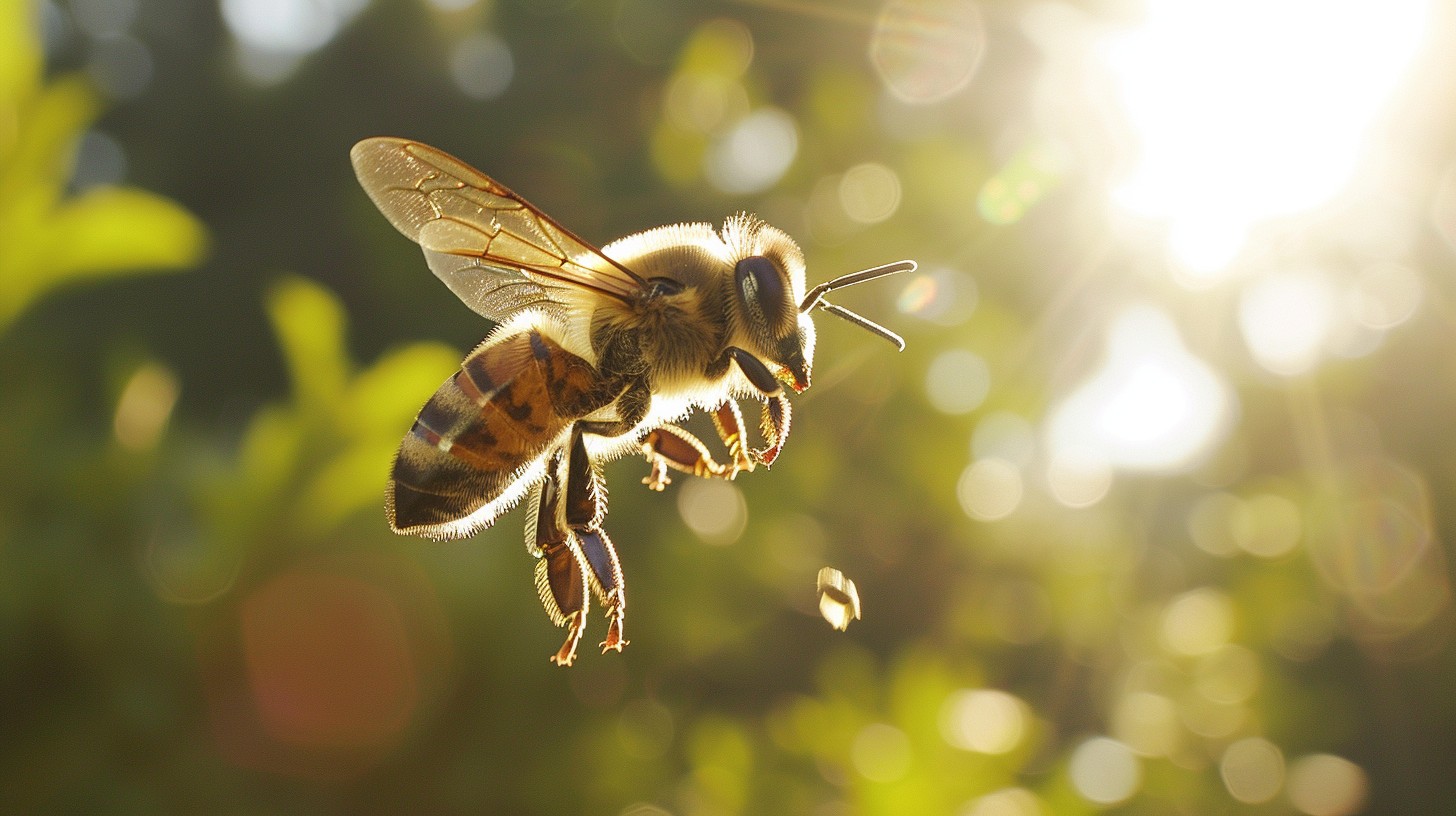 Free Bee in Flight Image - Bee, Flight, Sunlight | Download at StockCake