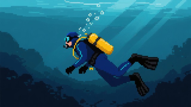 Free Pixel Dive Splash Image - Pixel, Diver, Splash | Download at StockCake