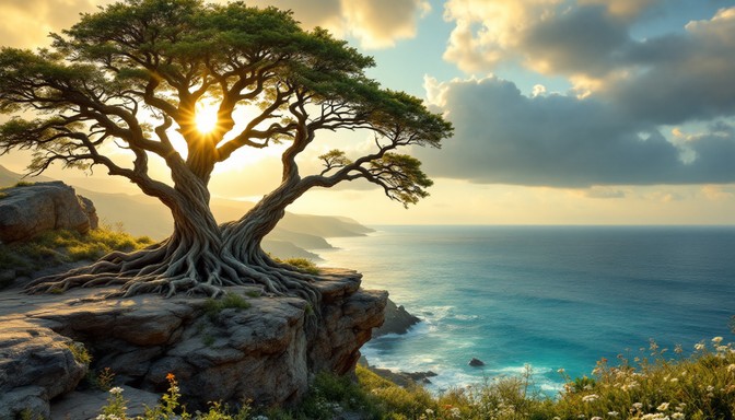 Free Coastal Trees Sunset Image - Tree, Trees, Oak | Download at StockCake