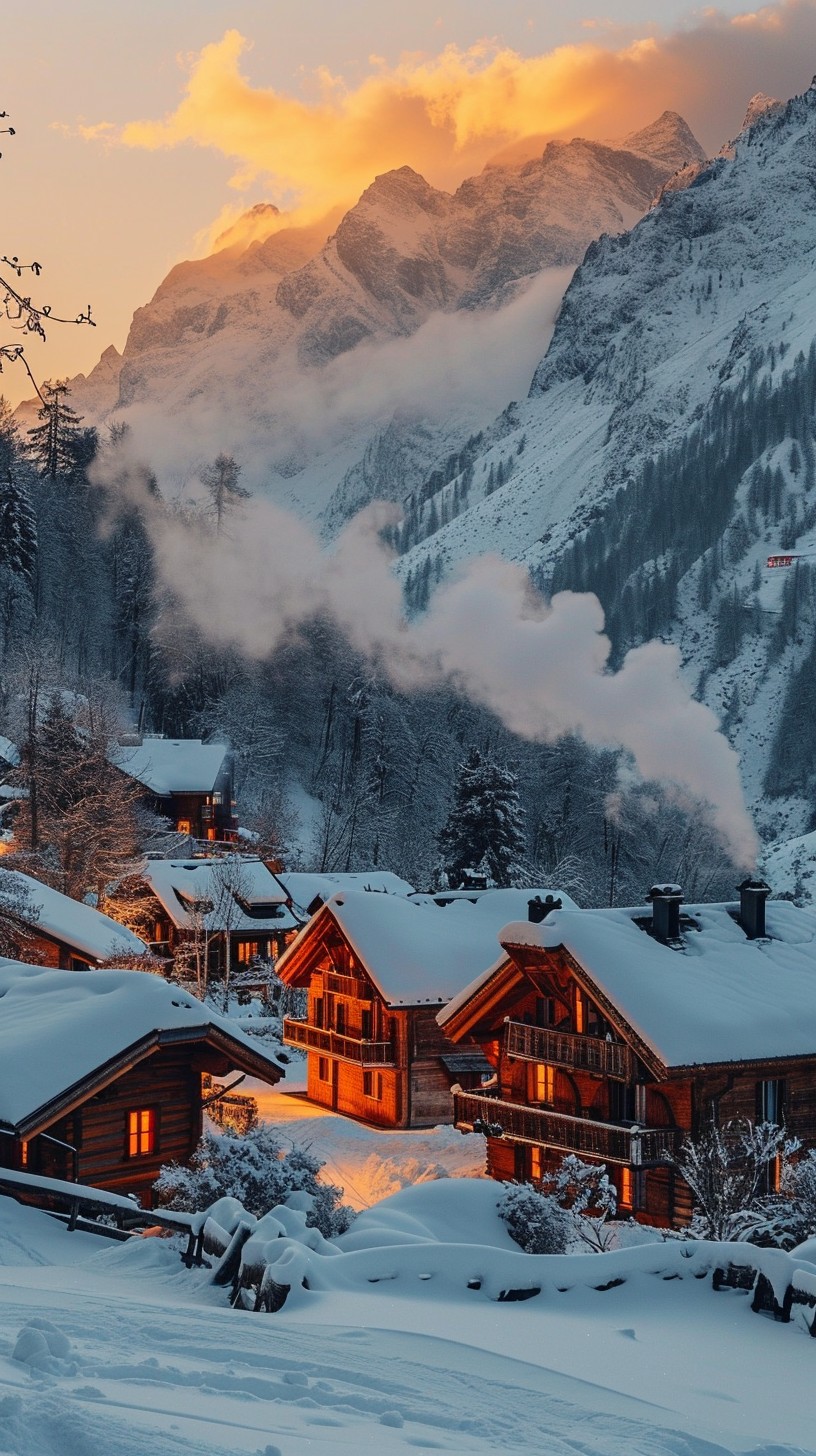 Free Alpine Winter Glow Image - Winter, Alpine, Village | Download at ...