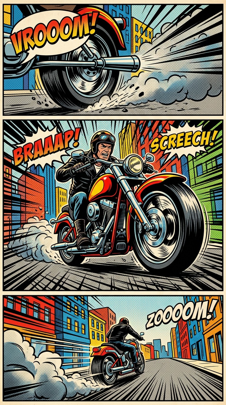 Free Motorcycle Comic Action Image - Motorcycle, Rider, Comic ...