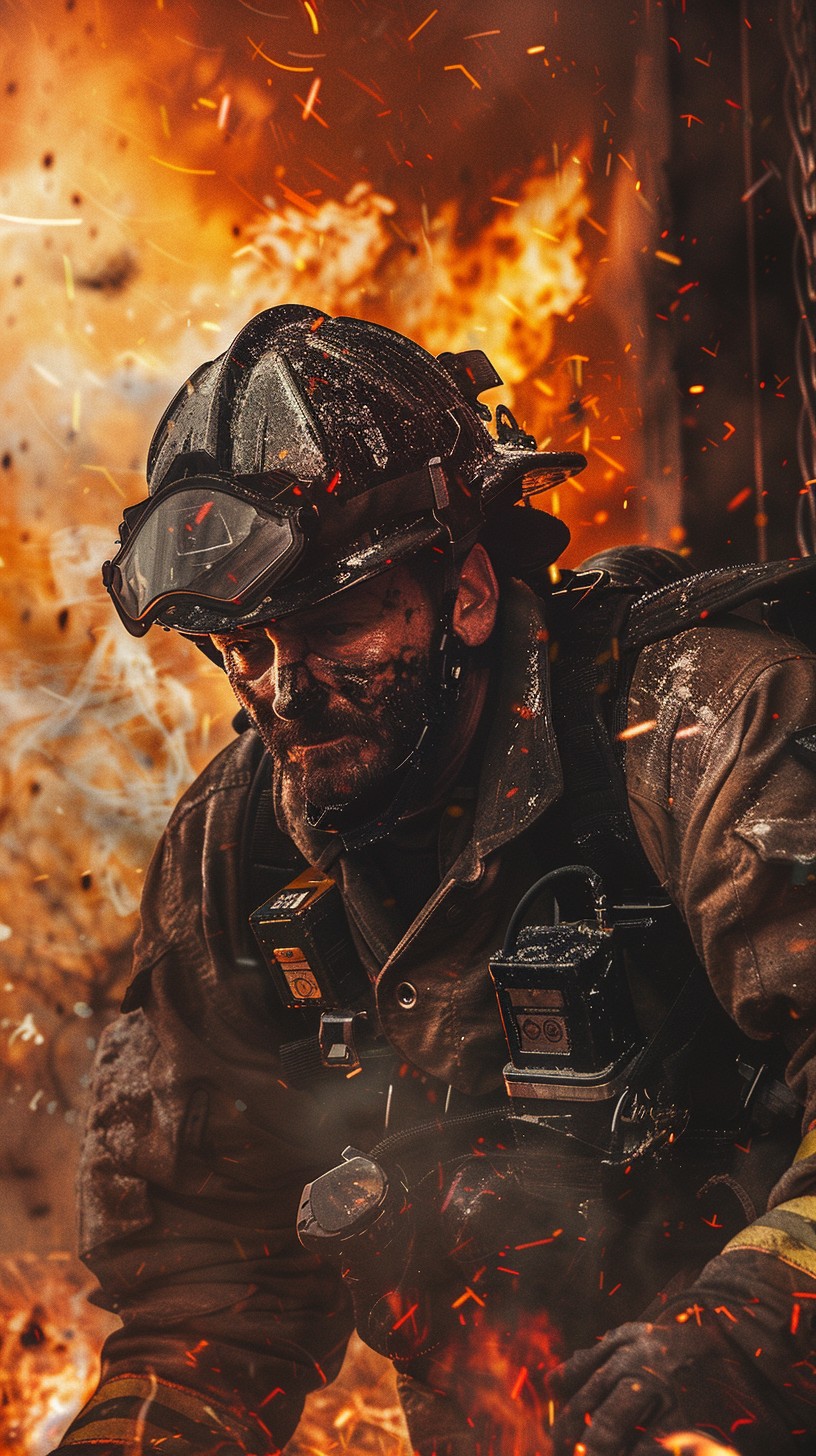 Free Firefighter Amid Flames Image - Firefighter, Bravery, Flames ...