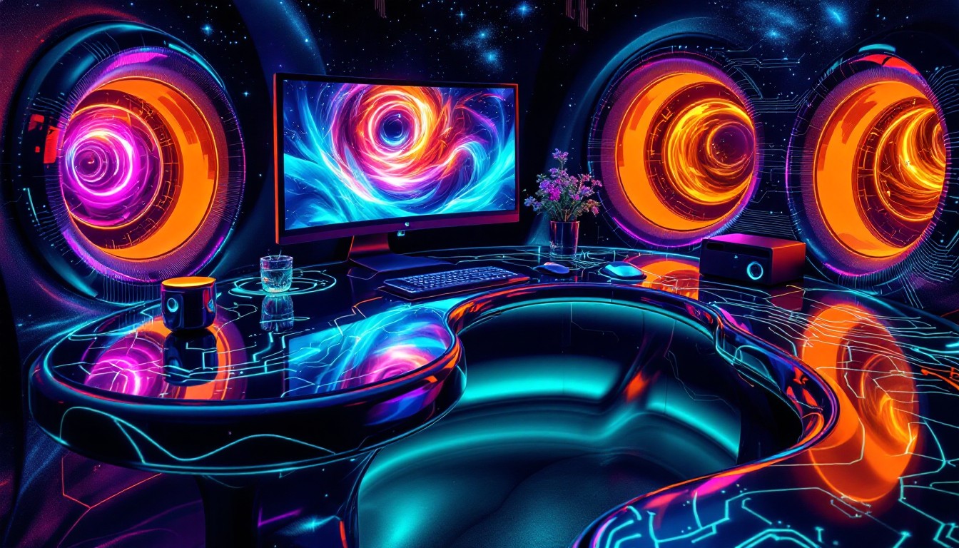Free Floating Liquid Workspace Image - Surreal, Futuristic, Workstation ...
