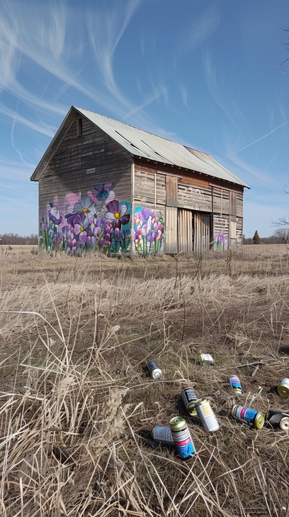 Rustic Graffiti Free Artistic Barn Facade Image - Barn, Art, Mural | Download at StockCake