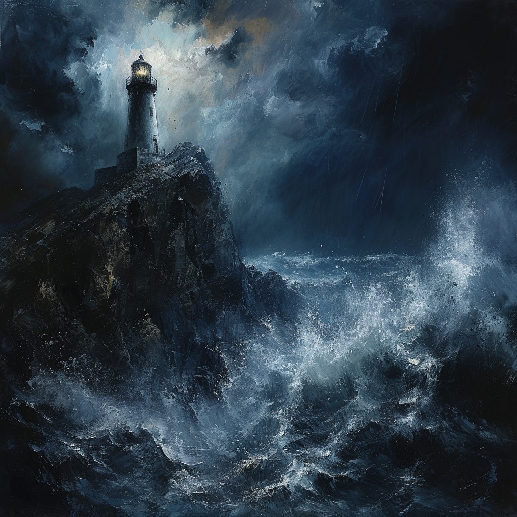 Free Stormy Lighthouse Scene Photo - Lighthouse, Storm, Waves ...