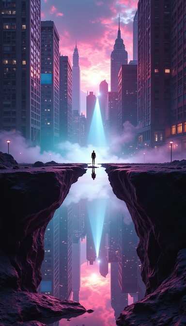 Free Between Two Worlds Image - Dreamscape, Reflection, Cityscape ...