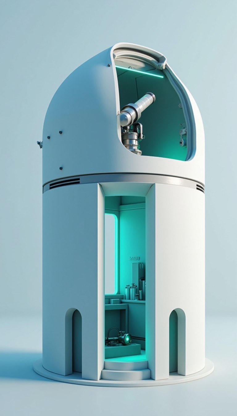 Colour Observatory Free Teal-Lit Observatory Photo - Observatory, Minimalist, Futuristic ...