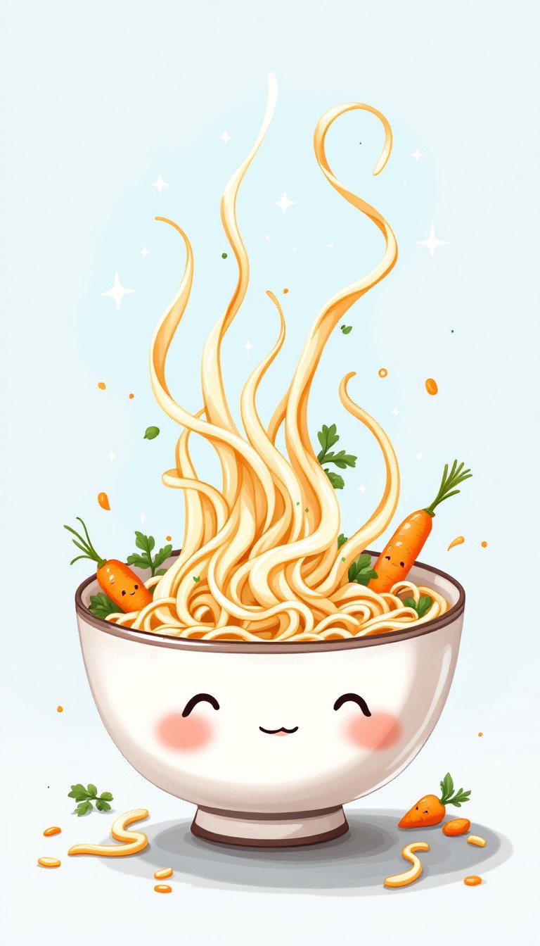 Free Happy Noodle Bowl Image - Noodles, Illustration, Watercolor ...