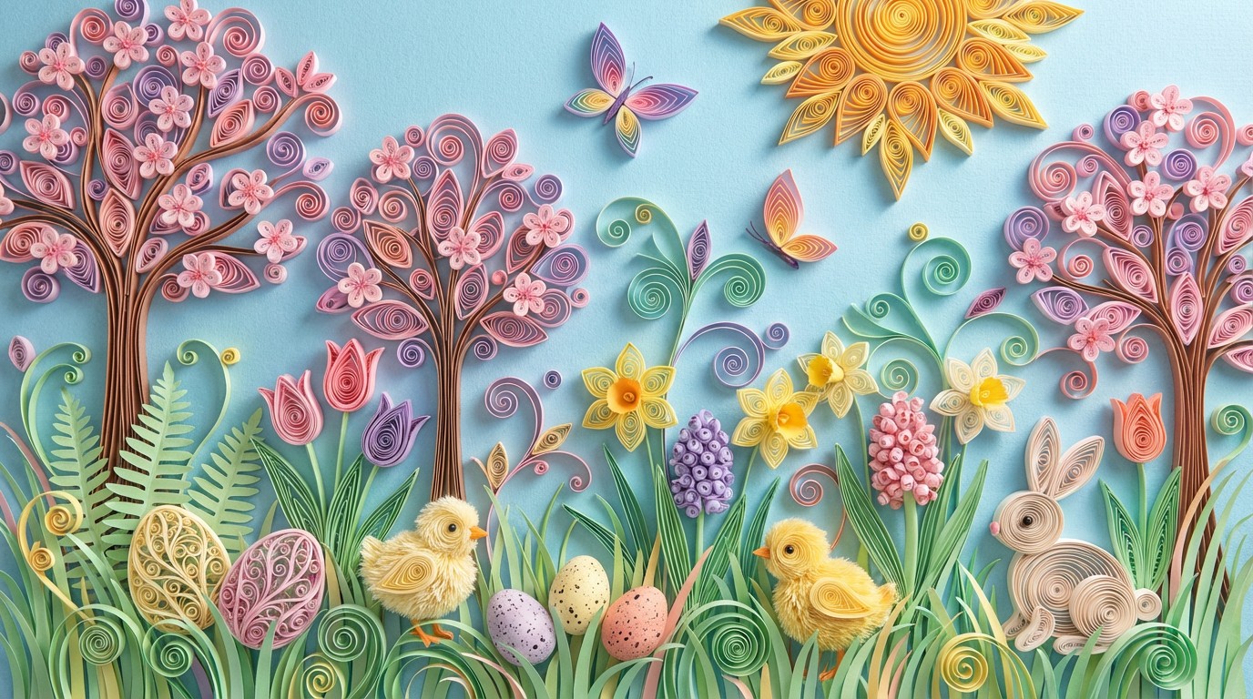 Free Springtime Easter Garden Image - Quilling, Easter, Spring ...