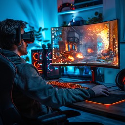 Intense Gaming On Computer Free Intense Gaming Setup Image - Gaming, Computer, Monitors | Download ...