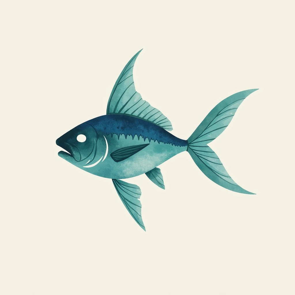 Curved Fish Free Geometric Aqua Fish Image - Fish, Aquamarine, Minimalist ...