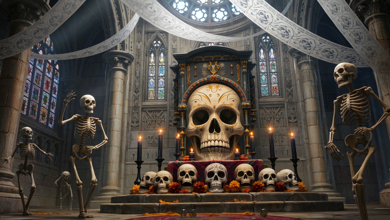 Skull Ritual Scene Free Sacred Skull Ceremony Image - Skeleton, Skull, Cathedral ...