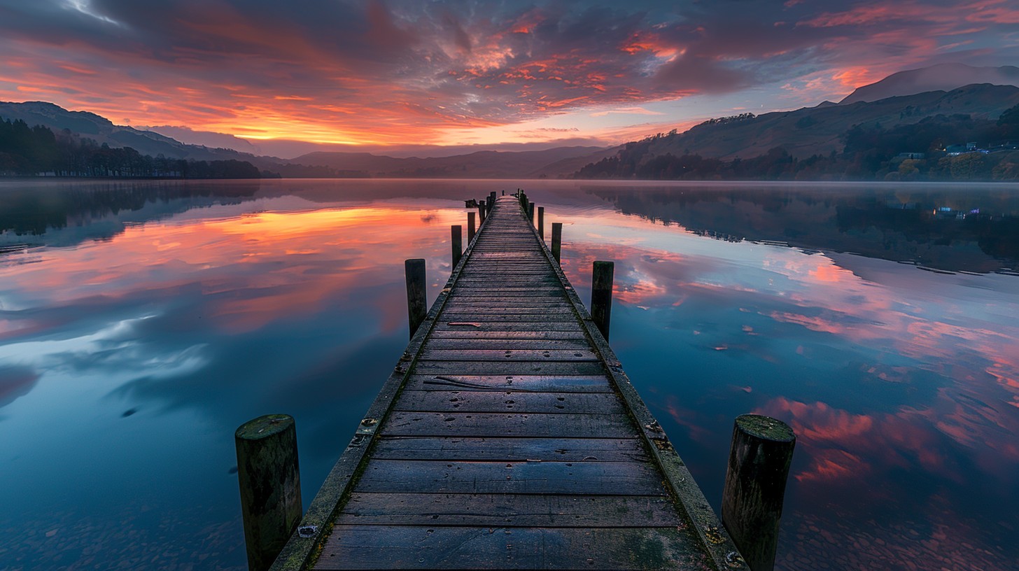Free Sunset Lake Pier Image - Sunset, Lake, Pier | Download at StockCake