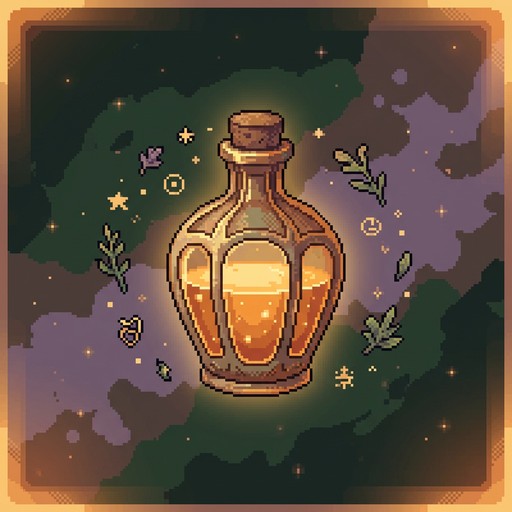 Free Glowing Amber Elixir Image - Potion, Bottle, Pixel | Download at ...