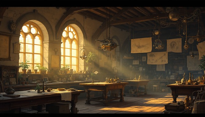 Scientists Workspace Renaissance Free Ancient Inventor's Sanctuary Image - Workshop, Renaissance ...