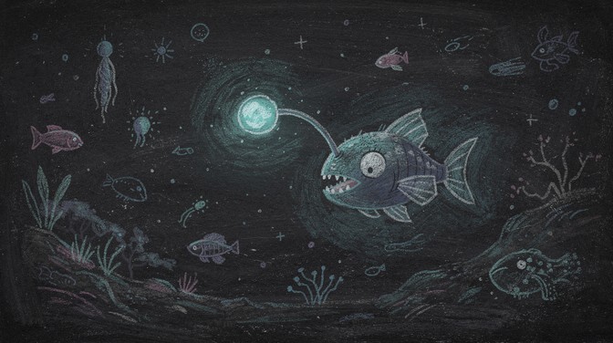 Abyss Fish Animation Free Glowing Abyss Creature Image - Anglerfish, Bioluminescent, Chalk ...