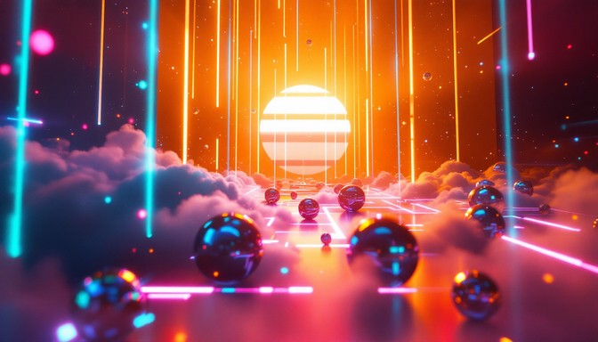 Sun Magic Neon Download Neon Grid Sun Image - Sun, Holographic, Neon | StockCake