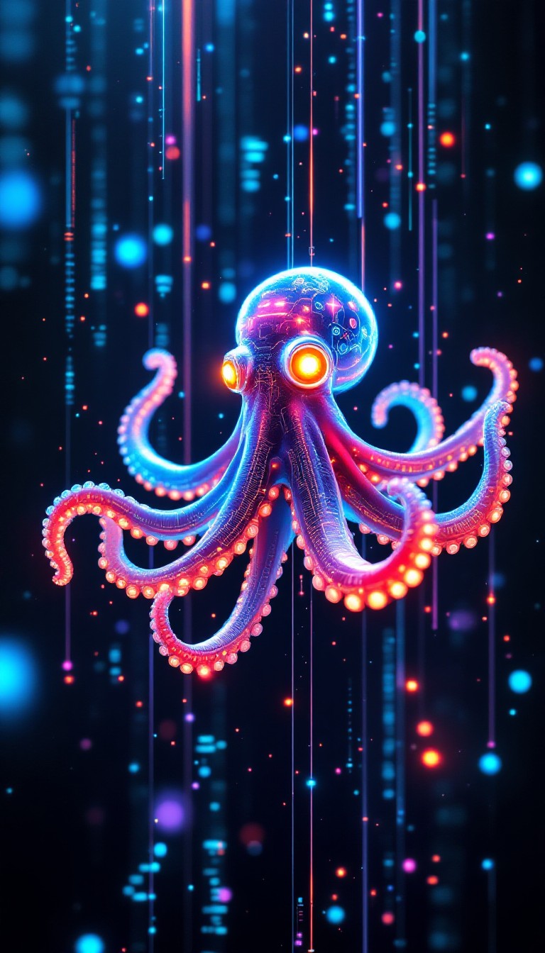 Free Digital Octopus Ascending Image - Cyberpunk, Octopus, Digital ...