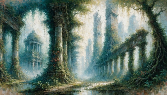 Civilization Drawing Shadow Free Nature Reclaims Civilization Image - Impressionist, Ruins, Jungle ...