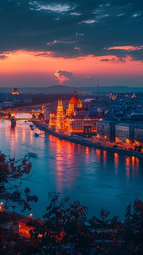 Free Sunset City Glow Image - Sunset, Cityscape, River | Download at ...