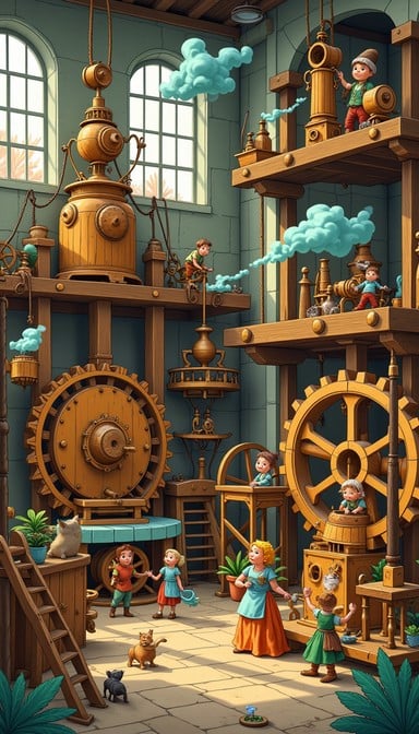Free Enchanted Industrial Wonderland Image - Factory, Whimsical, Gears