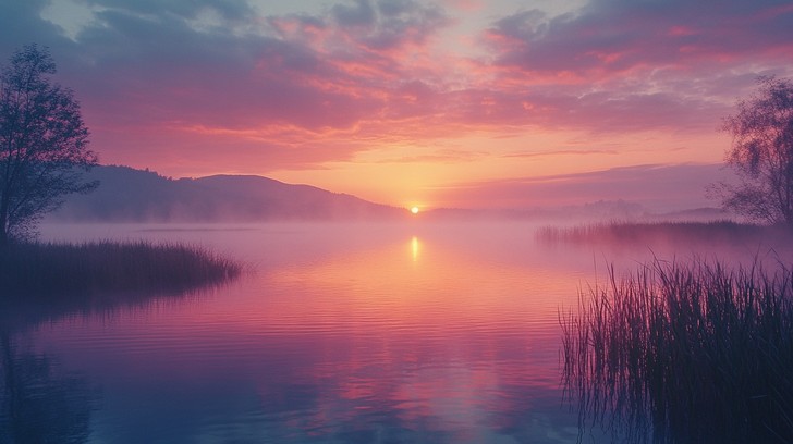 Free Misty Sunrise Lake Image - Sunrise, Lake, Mist | Download at StockCake
