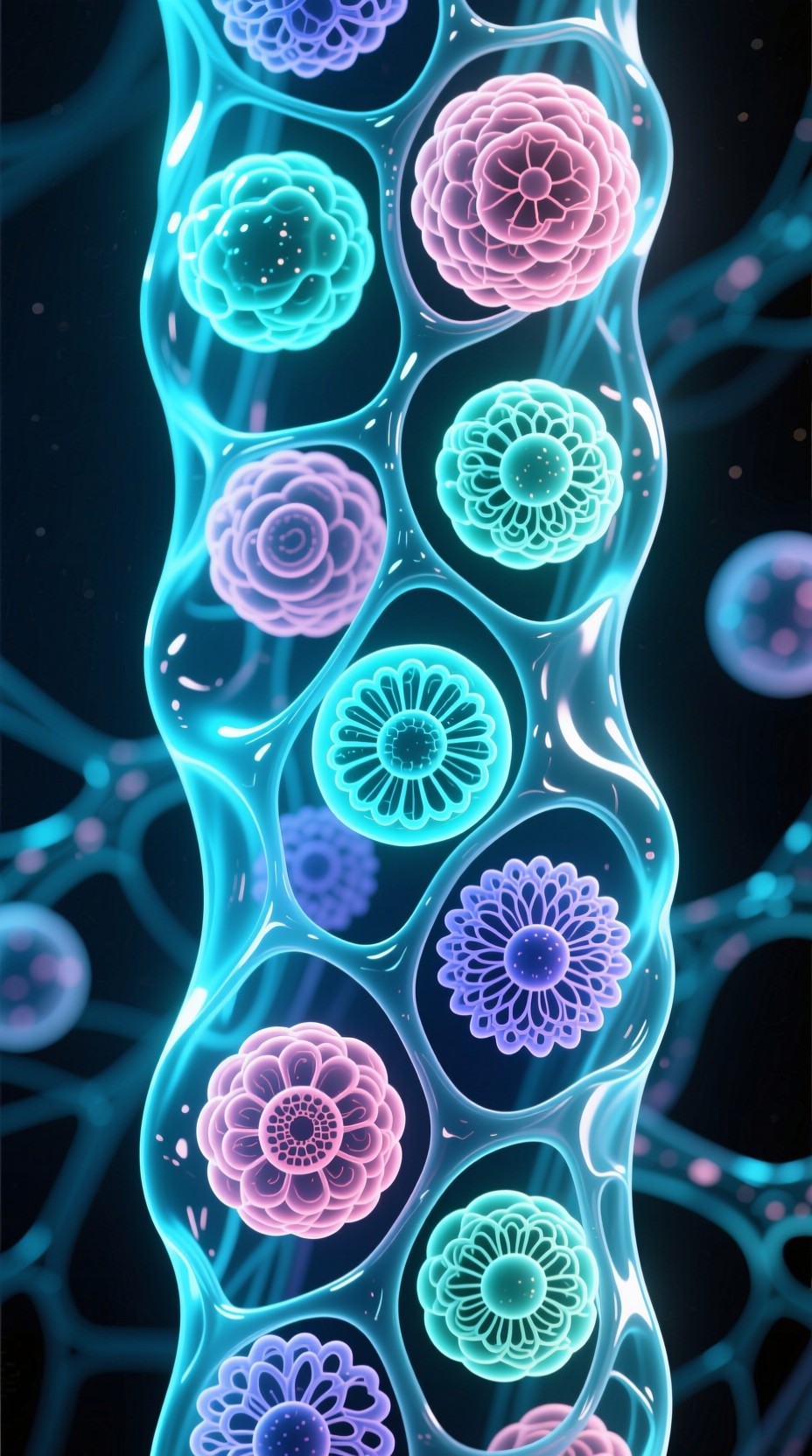 Free Glowing Cellular Landscape Image - Microscopic, Cellular, Biology ...
