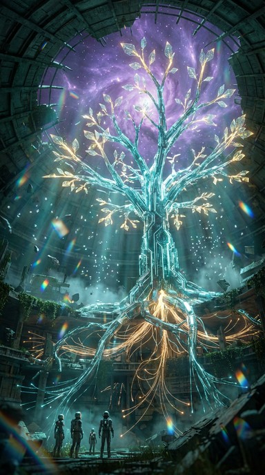 Tree Platform Civilization Free Digital Tree Ascends Image - Bioluminescent, Tree, Futuristic ...
