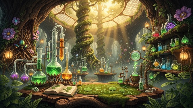 Labrorator Tree Free Living Alchemy Laboratory Image - Solarpunk, Alchemy, Laboratory ...