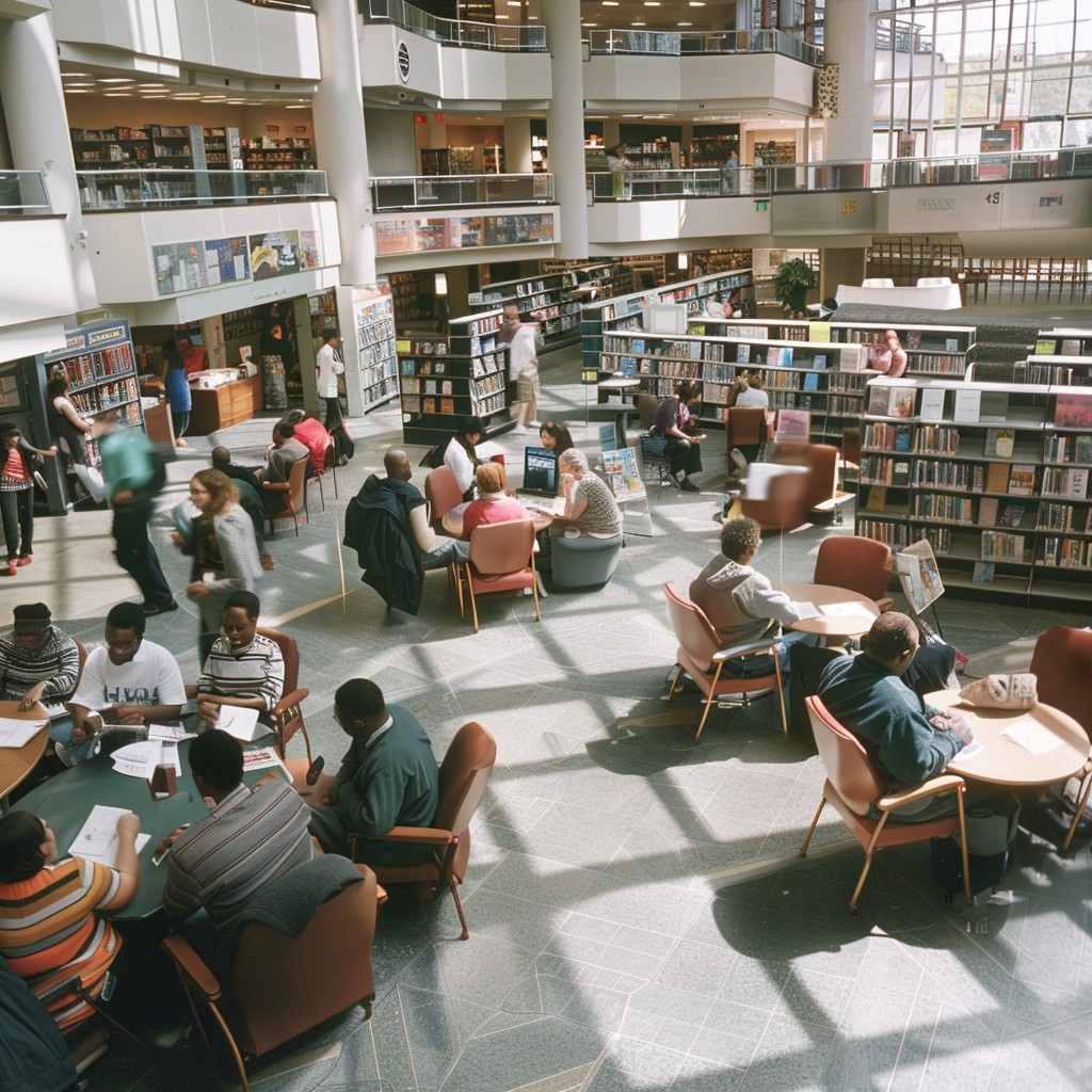 Crowd Library Free Bustling Library Scene Image - Library, Reading, Studying ...