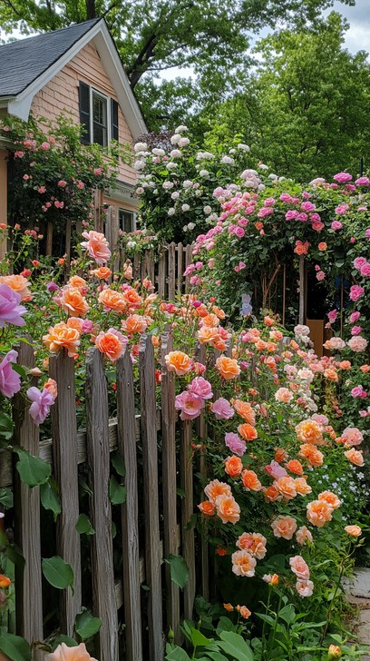 Fance Roses Free Blooming garden fence Image - Garden, Roses, Fence | Download at ...