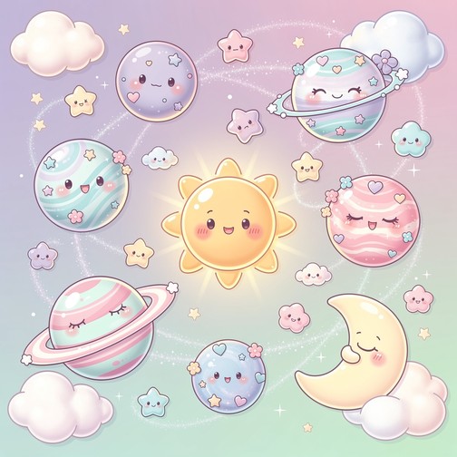 Free Dancing Cosmic Friends Image - Kawaii, Space, Planets | Download ...