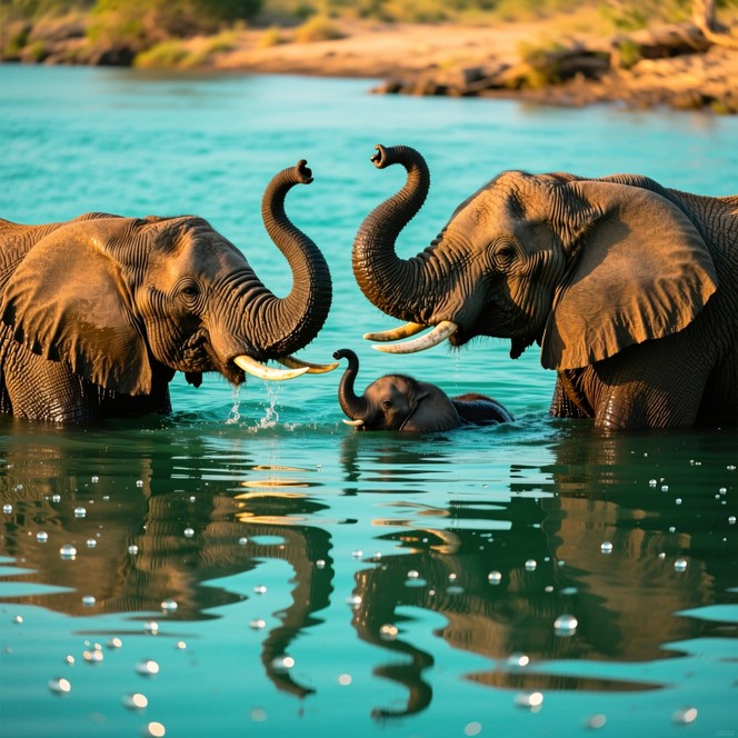 Free Elephants' aquatic gathering Image | Download at StockCake