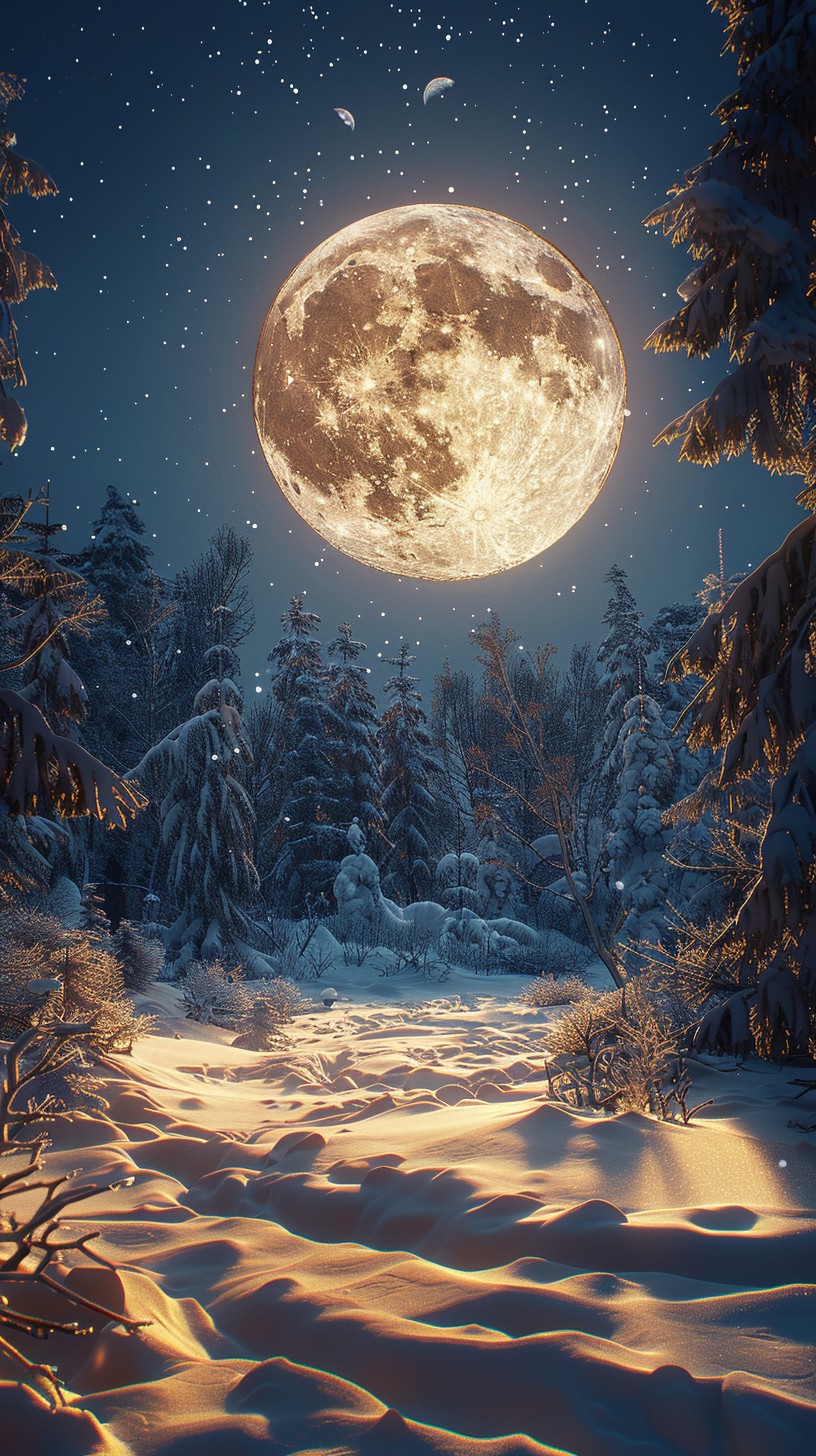 Free Moonlit Winter Night Image - Winter, Moon, Snow | Download at ...
