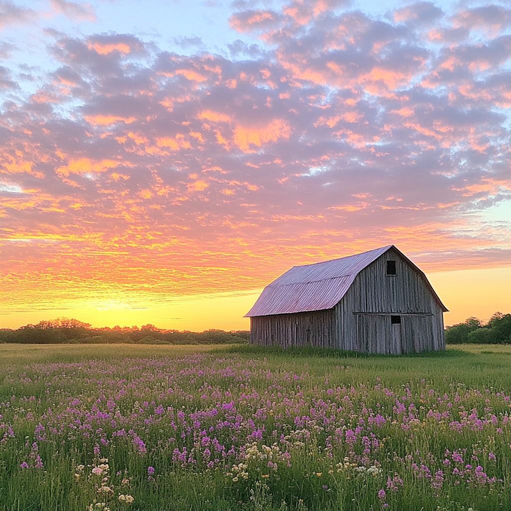 Barn Secene Free Sunset Barn Scene Image - Sunset, Barn, Wildflowers | Download at ...
