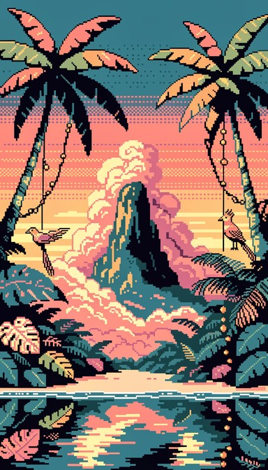 Free Pixel Paradise Sunset Image - Pixel, Retro, Tropical | Download at ...