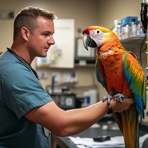 A closer look at Bird Aviary With Two Parrots And Lush Plants