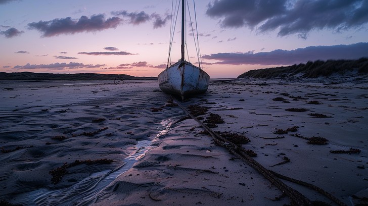 Free Stranded Sunset Sail Image - Sunset, Sailboat, Beach | Download at ...