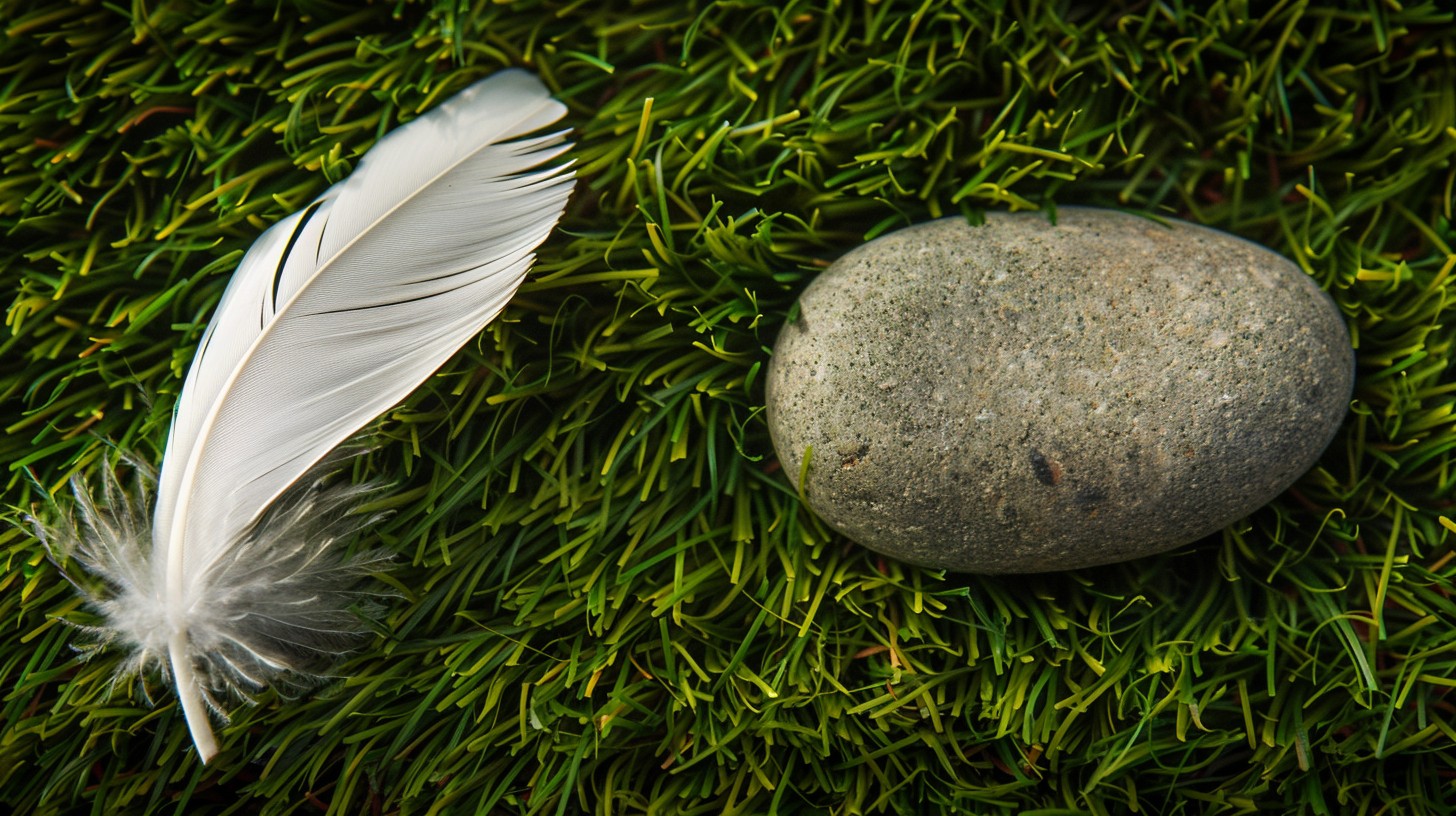 Download Feather and Stone Image - Feather, Stone, Grass | StockCake
