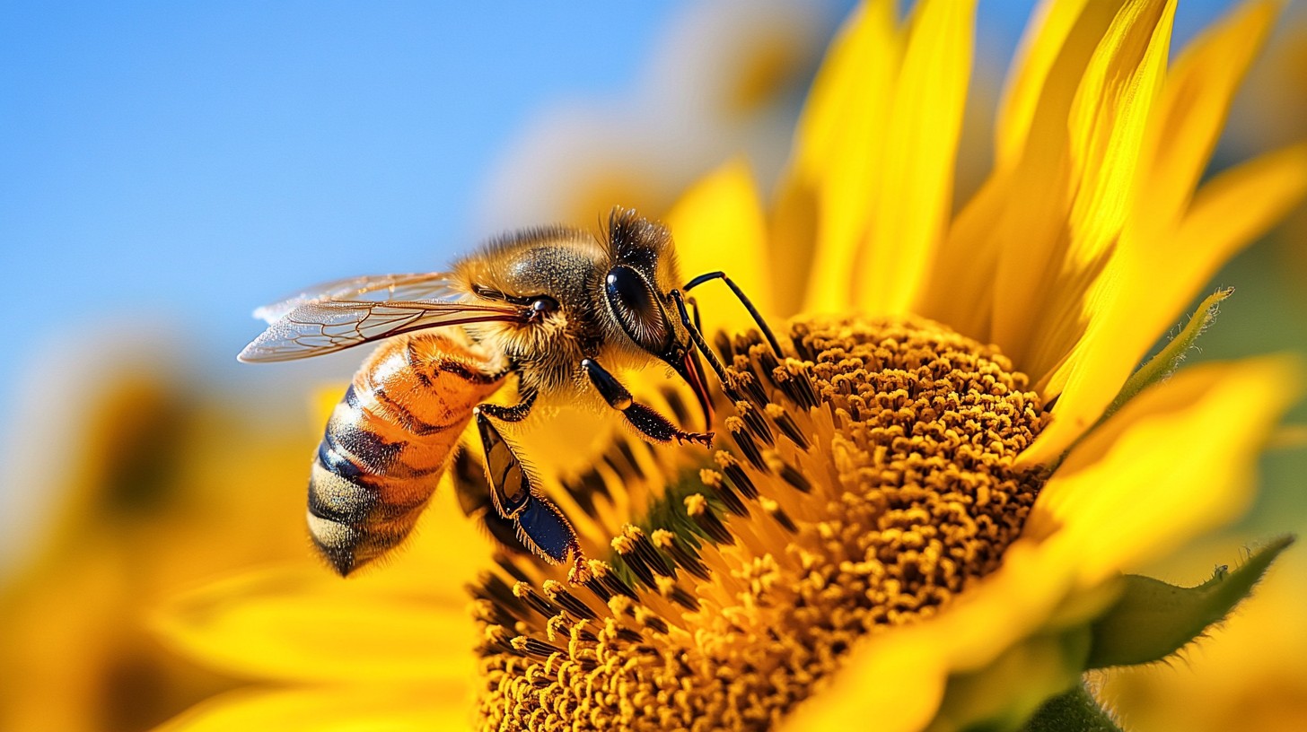 Free Bee on Sunflower Photo - Bee, Sunflower, Pollen | Download at ...